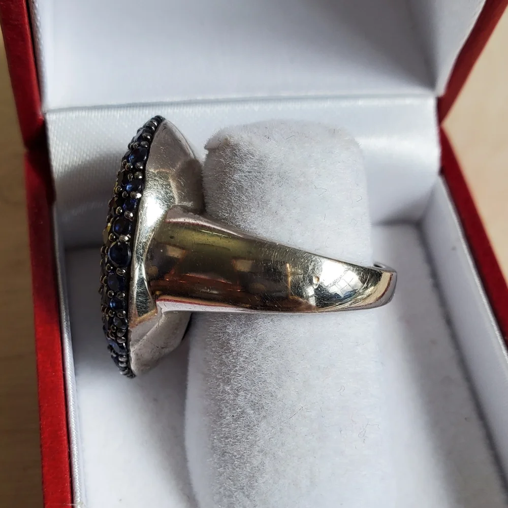 Sterling Silver 925 Genuine Sapphire Face Ring.